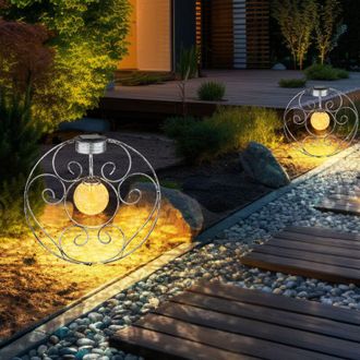 Globo Lighting Lampada solare lampada da giardino orientale sfera solare luce solare metallo per esterno, metallo vetro, picchetto, 1x led 0,06W bianco caldo, LxPxA