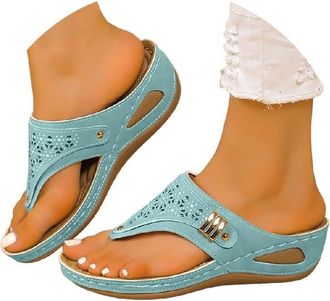 Generic Sandals for Women Womens Sandals & Slides Orthopedic Arch Support Flip Flops Toe Post Slides for Women UK Wide Fit Summer Shoe Non-Slip Beach Shoes To