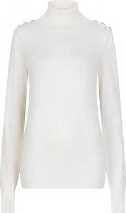 Esqualo Womens Sweater Shoulder Button Collar Basic Knit Top In Off White