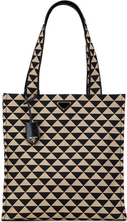 Prada Pre-owned Womens Triangle Pattern Tote - Black Textile - One Size