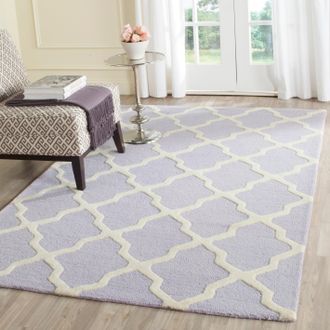 Safavieh Cambridge Hand Made Area Rug, Lavander / Ivory Contemporary Style Non-Shedding