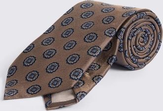 Moss Bronze Navy Silk Medallion Tie