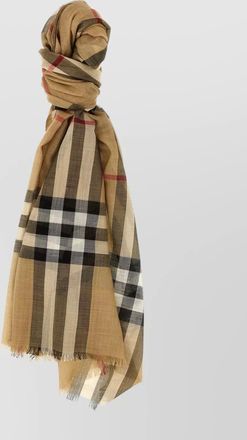 Burberry scarf checked pattern fringed edges