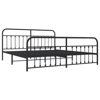 Berkfield Home Metal Bed Frame with Headboard & Footboard Black 200x200 cm