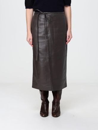 Alberta Ferretti Gonna midi a tubino slim fit in pelle ovina a vita alta