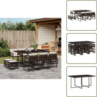 vidaXL Cuscini da giardino - vidaXL Set da Pranzo da Giardino 11 pz con Cuscini Polyrattan Marrone - Rattan PE