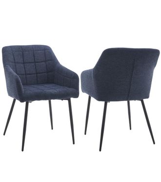 Home Heavenly Pack de 2 sillas de patas negras tela jaspeada azul 82 x 61 x 57 cm