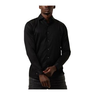 Genti Klassiek Herenoverhemd Zwart - Heren - Casual Overhemden - Zwart - XS - Katoen - Overhemden