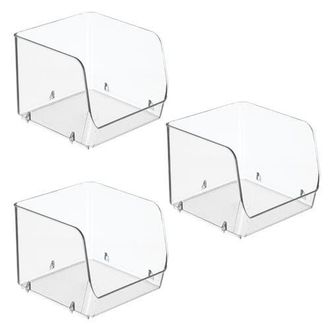 iDesign Stackable Open-Front Storage Bin, Set of 3, Clear, Made in USA at Nordstrom