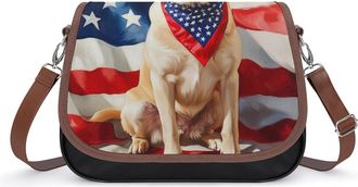 Generic Labrador Dog U.S. Flag Small Womens Crossbody Bags Shoulder Handbag with Adjustable Strap for Travel