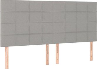 vidaXL Cabecero con luces led tela gris claro 160x5x118/128 cm Vidaxl