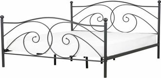 Beliani Letto in Metallo Nero a Doghe con Decorazioni Sinuose 160 x 200 cm Dinard