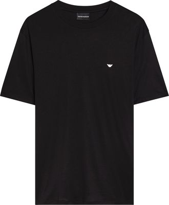 Emporio Armani Logo-embroidered Jersey T-shirt - Black - XL