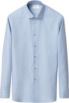 Eton Blauw Overhemd Lange Mouw - Heren - Casual Overhemden - Blauw - M - Overhemden