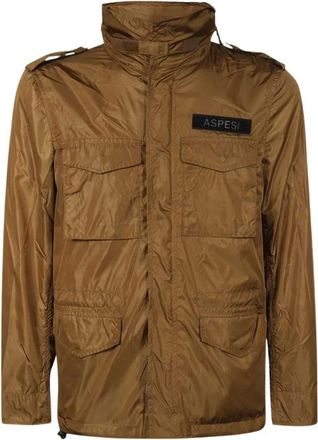 Aspesi Multi-Pocket Nylon Jas - Heren - Zomerjassen - Bruin - M - Nylon - Jassen