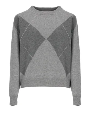 PESERICO Grey Beaded Diamond Sweater