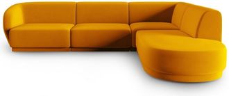 CXL by Christian Lacroix Sofá esquinero modular derecho 5 plazas de terciopelo amarillo