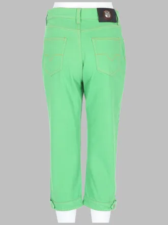Versace Medusa Patch Cotton Jeans - Green