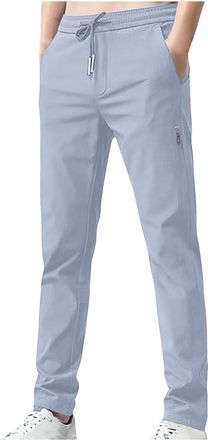 Generic 2024 Mens Straight-Fit Trousers Casual Pants Stretch Chino Pocket Drawstring Loose Pants Slim Fit Beach Pants Lightweight Sports Trousers Formal Class