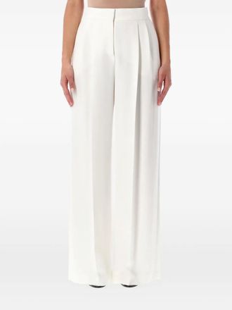 Alberta Ferretti Plooibroek met wijde pijpen - Wit