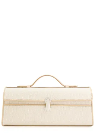 Savette Slim Symmetry Canvas and Leather Pochette - Off White - One Size