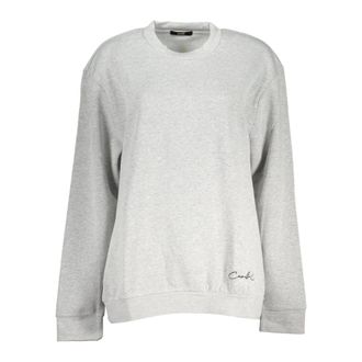 Cavalli Hoodies & sweatvesten, Dames, Grijs, 2Xl, Grijze Geborduurde Sweater met Lange Mouwen