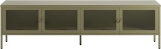 Rendez-Vous D&eacute;co Mueble de TV de metal verde caqui 4 puertas, 160 cm