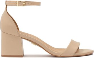 Kazar Beige sandalen met lage hak - Dames - Sandalen met hakken - Beige - 39 EU - Leer - Schoenen