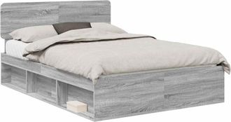 vidaXL Bed Frame Grey Sonoma 160 x 200 cm Solid Pine Wood vidaXL