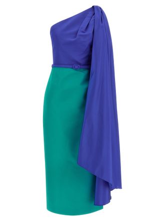 Carolina Herrera Multicolor Silk Midi Womens Dress