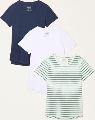 Fat Face FatFace Natalie Green/Navy/Ivory 3 Pack T Shirt