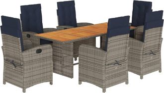 vidaXL Set Comedor De Jard&iacute;n 7 Pzas Con Cojines Rat&aacute;n Sint&eacute;tico Beige Vidaxl