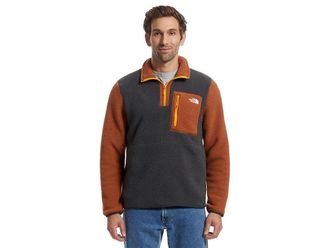 The North Face Yumiori 1/4 Zip Mens Coat Asphalt Grey/Burnt Umber/Summit Gold : MD, Fleece/Polyester