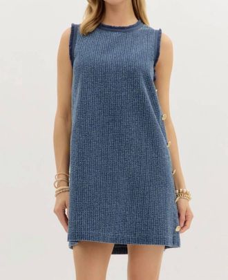 Entro Twill & Trim Dress In Blue