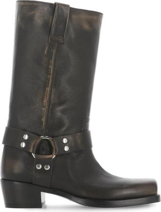 PARIS TEXAS Black Square Toe Metal Boots