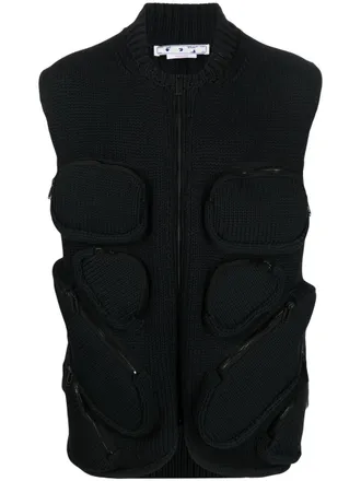 Off-white Bodywarmer met meerdere zakken - Zwart