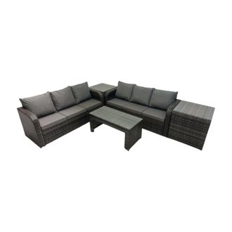 Fimous 3 Seater Sofa Coffee Table with 2 Side Tables in Dark Grey