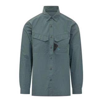 Kl&auml;ttermusen Syn LS Shirt - Heren - Casual Overhemden - Blauw - M - Leer - Overhemden