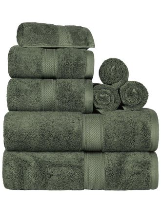 Superior Highly Absorbent 8Pc Ultra Plush Solid Egyptian Cotton Towel Set