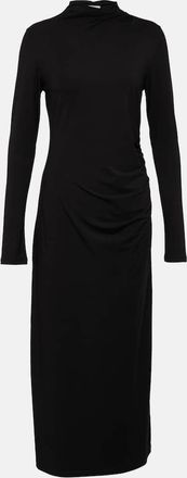 Vince Ruched high-neck jersey midi dress