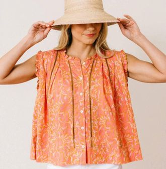 Sunshine Tienda Floral Augustine Top In Pink Folk