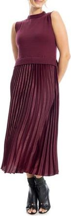 Max Studio Mock Neck Sleeveless Twofer Dress in Wine at Nordstrom Rack, Size X-Large