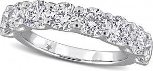Allurez Round Cut Lab Grown Diamond Semi-Eternity Ring 14K White Gold (2.95ct)
