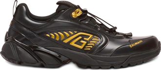 Balmain Mens Cosmic Dust Glazed Leather Trainers - Black Nylon - Size EU 40