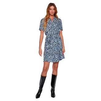 Vila Womens Vipaya S/S Shirt Dress/Su-Noos, Kentucky Blue/AOP:lika, 14