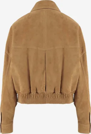 Versace Womens Suede Jacket Beige Lambskin