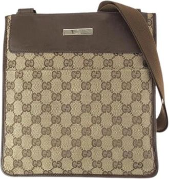 Gucci Pre-owned GG Canvas Leren Schoudertas - Dames - Vintage Schoudertas - Beige - ONE Size - Leer - Vintage