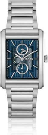 BOSS PRINCIPLE Link-bracelet watch with blue textured skeleton dial