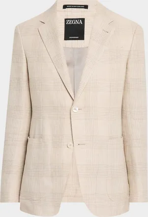 Ermenegildo Zegna Mens Tonal Plaid Crossover Sport Coat