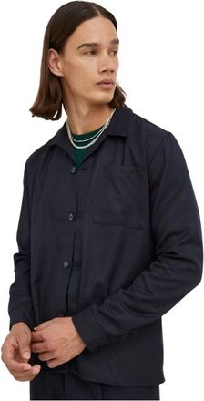 Bruuns Bazaar Bowlingkraag Shirt - Heren - Casual Overhemden - Blauw - XL - Polyester - Overhemden